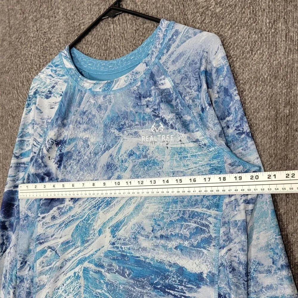 Realtree Fishing Shirt Mens XL Blue Wav3 Camo Waves Long Sleeve Performance - Picture 5 of 11